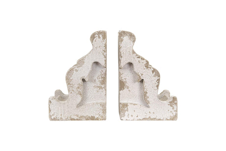 Creative Co-Op Distressed White Corbel Shaped Bookends (Set of 2 Pieces) Creative Co-Op