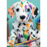 MXJSUA Dalmatian Puppy DIY Diamond Painting by Number Kits for Adults, Dog 5D Round Drill Diamond Gem Art Painting Picture Arts Kits Craft for Home Wall Decor 12x16 Inch MXJSUA