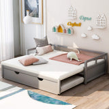 Harper & Bright Designs Extending Daybed with Trundle Twin to King Design Sofa Bed for Living Room or Bedroom Furniture, Gray Harper & Bright Designs