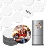 ZYNERY 34 PCS Sublimation Magnet Blanks, Sublimation Blank Fridge Magnets Printable Photos, Personalized Custom Magnets for Refrigerator Decoration, Kitchen, Office, Wall (Round Diam 5.5cm) ZYNERY