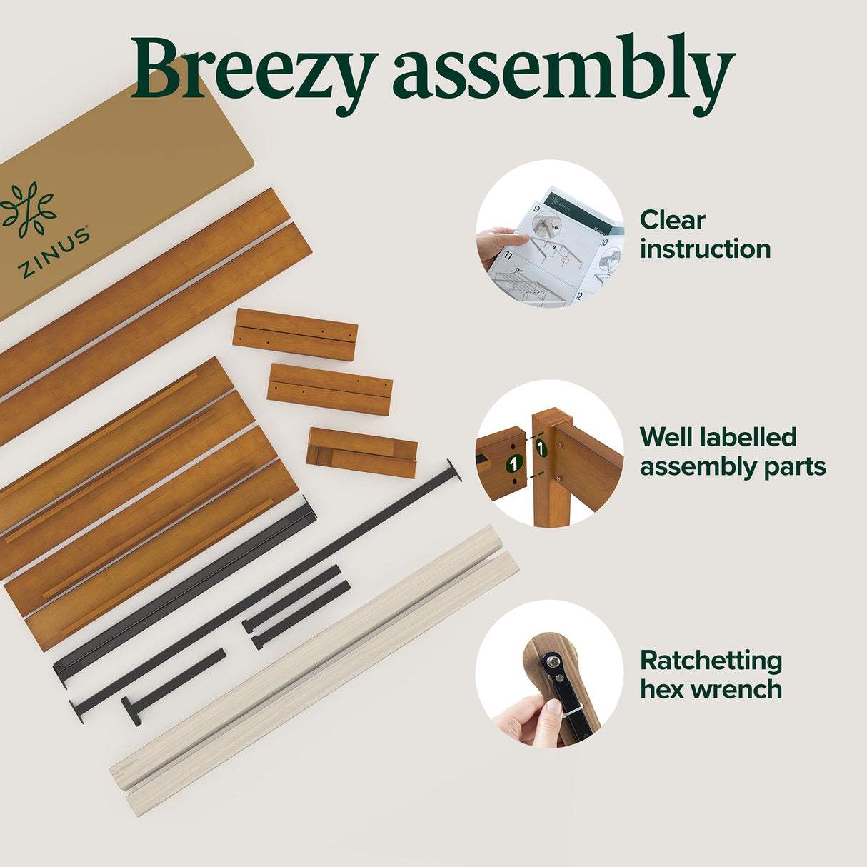 Zinus Ellie 14 Inch Sustainable Bamboo Platform Bed Frame - Easy Assembly, No Box Spring Needed, Full Size Zinus