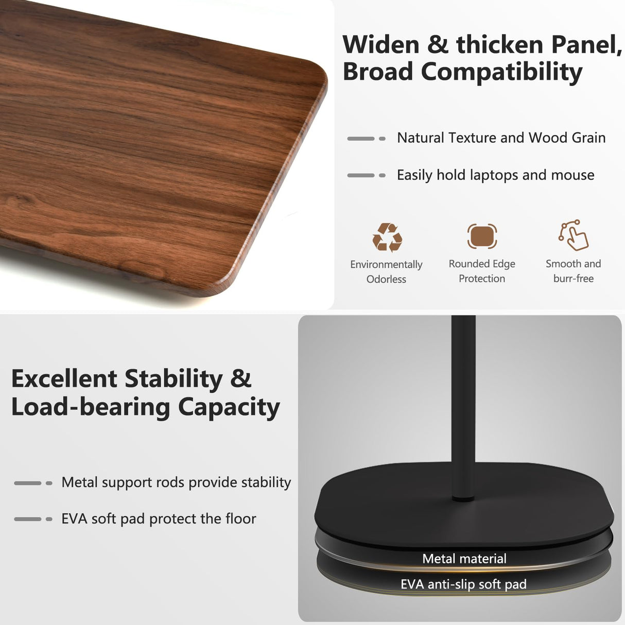 POLESTO Portable Laptop Floor Stand, Bedside/Sofa Table with Height Adjustable 18''~47'', Stylish Movable Workstation Floor Standing Desk for Office, Meeting Room, living room Easy Assembly, Black POLESTO