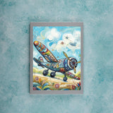 HMDIIMGE Plane Work Diamond Painting Kits for Adults, Airplane 5D DIY Diamond Art Kits Full Drill Diamond for Gift Wall Decor Gem Arts 12x16 Inch HMDIIMGE