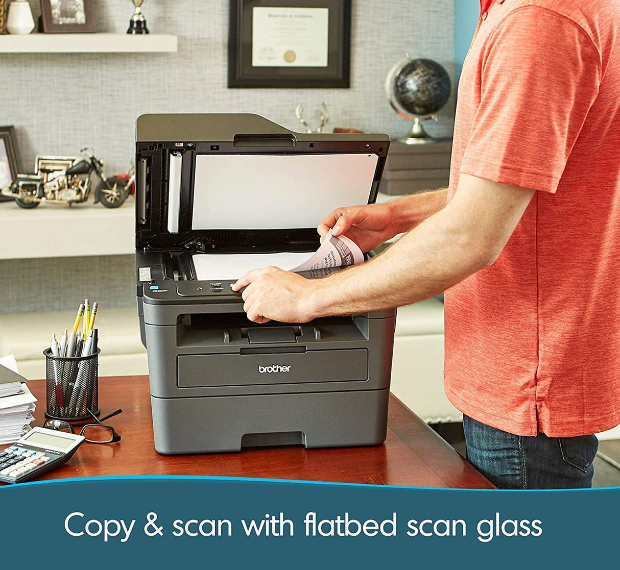 Brother DCP-L2550DW All-in-One Wireless Monochrome Laser Printer - Print Scan Copy - 2400 x 600 dpi, 36 ppm, 128MB Memory, 250-Sheet, 50-Sheet ADF, Auto 2-Sided Printing, Wulic Printer Cable Brother