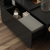 AIEGLE Modern TV Stand for 100+ Inch TVs, Entertainment Center with 2 Drawers & Shelves, Large Media Console Table TV Cabinet with Storage for Living Room, Black (94.5" W x 15" D x 12.4" H) AIEGLE