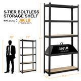 Yaheetech Standing Shelf Units, 5 Tier Storage Shelf, Heavy Duty Shelving, Adjustable Garage Shelves, Utility Rack Shelf Unit, Basement Warehouse Shed, 35.5″W× 12″D × 71″H - Black Yaheetech