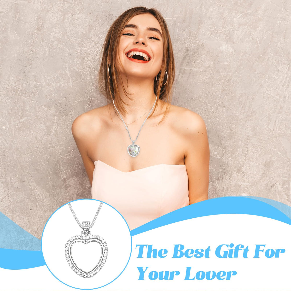 ZYNERY 48 Pcs Sublimation Rhinestone Trays Pendant Set, Sublimation Necklace Blank with Chain, Includes 8 Double Sided Blank Rhinestone Bezel Trays, 8 Chains, 16 Sublimation Discs, 16 Tapes (Heart) ZYNERY