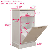 Bocarali Tilt Out Trash Cabinet, 10 Gallon Freestanding Wooden Kitchen Trash Recycling Sorter Cabinet with 2 Drawer, Tilt Out Trash Can Bin Garbage Laundry Cabinet for Living Room, White Bocarali