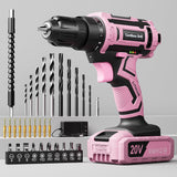 Pink Cordless Drill Set, 20V Electric Power Drill for Women, Lightweight Electric Screwdriver Driver with Battery & Charger, 3/8" Keyless Chuck, Womens Tool Kit for House VIWKO