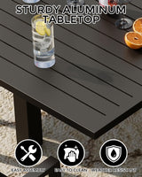 Expandable Patio Table for 4-6 Persons, Extentable Outdoor Dining Table Set 31.5”-63”, Aluminum Slat Frame, Rectangular, for Porch, Deck, Garden, Pools, Table, Grey GAOMON