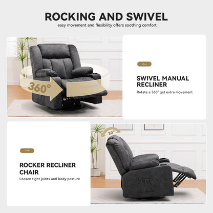 COMHOMA Manual Recliner Chair Set，Fabric Reclining Sofa Chair with Cup Holders, Upholstered Recliner with Side Pockets Suitable for Living Room Furniture (3+2+1) - WoodArtSupply