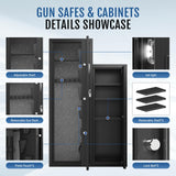 KAER 8-10 Gun Safe, Large Gun Safe for Rifles and Pistols, Quick Access Home Gun Rifle Safe and Storage Gun Locker Cabinet with 4 Pistol Pouches and Removable Shelf for Shotgun, Firearm, Ammo KAER