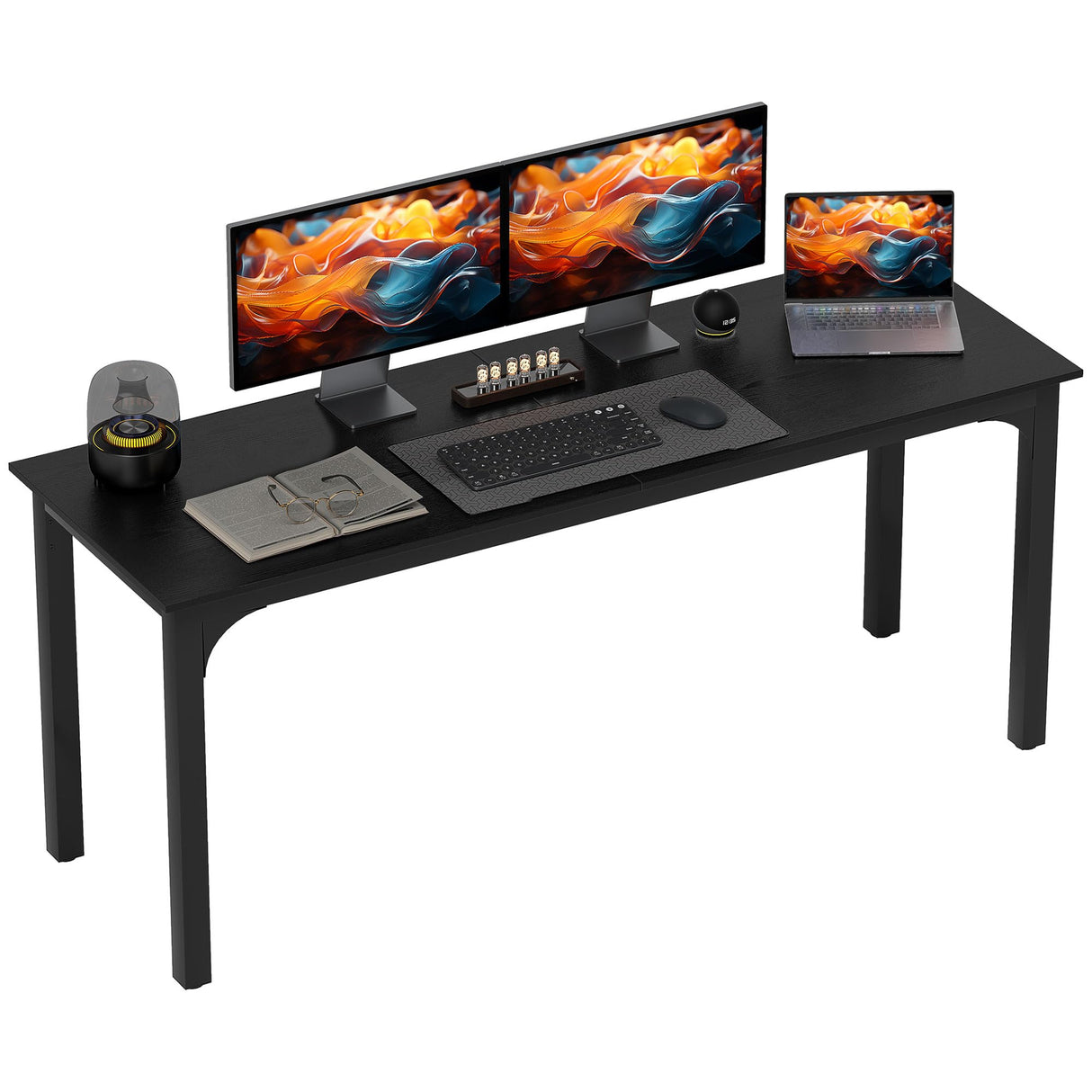 HOMCOM Modern Simple Large Computer Desk, 70.9" Long Home Office Desk for Two Person, Multi-Purpose Computer Table for Home Office Study, Black HOMCOM