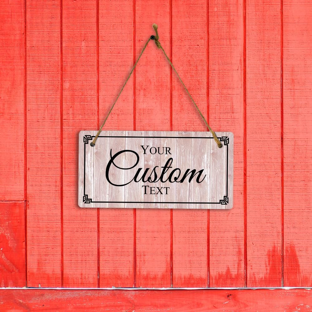 Signs ByLITA Customizable 5 x 10” Decorative Border Hanging Wall or Door Sign | Rustic Twine | Stylish Personalized Greeting Sign | Home or Business Personalized Signage Signs ByLITA