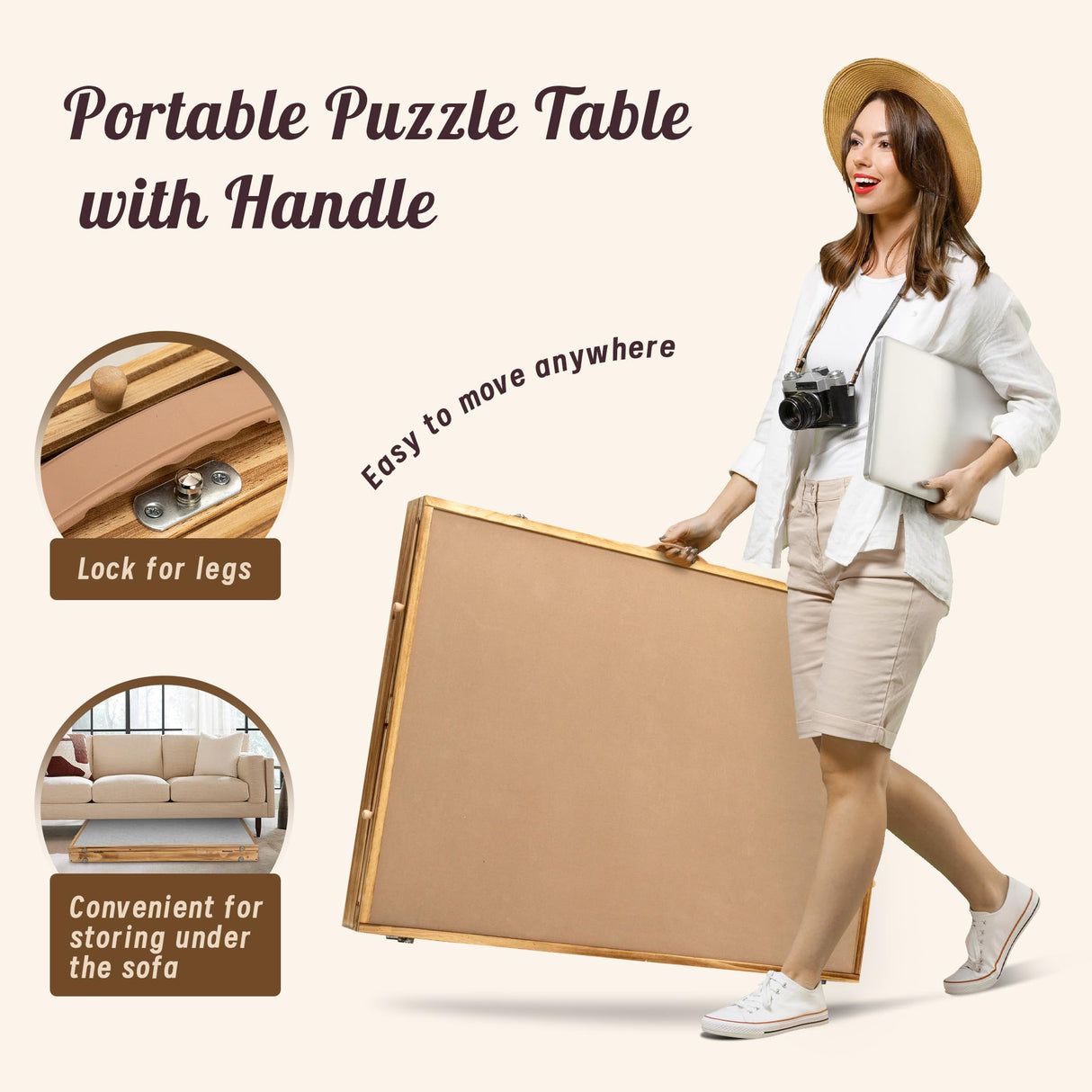 Sancallie Jigsaw Puzzle Table Storage Portable Folding Tilting Table with 5 Drawer for 1500 pcs Play Table with Non-Slip Surface Mat & Dust-proof Cover for Adults Kids Boy Girl Gift for Puzzle Amateur Sancallie