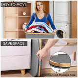 BALEINE Laundry Hamper with Lid, Tall Laundry Baskets with Bamboo Pull Handles, Large Laundry Bin with Internal Support (26 Gal/100L, Beige) BALEINE