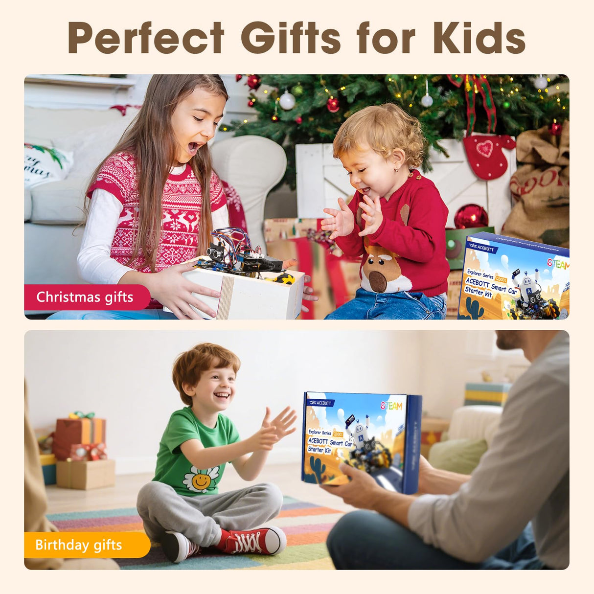 ACEBOTT Robot Kit, Robotics for Kids Ages 8-12, STEM Toys for Boys with Remote & App Control, Arduino & Scratch Compatible, Science Kits for Kids Age 8-12, Gift for Boys & Girls(Yellow) ACEBOTT