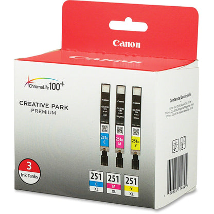 Canon CLI-251XL 3 Color Multi Pack Compatible to MG6320, iP7220, MG5420, MX922, MX722, MG7120, MG6420, MG5520, iX6820, iP8720, MG7520, MG6620, MG5620