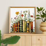 Framed Paint by Numbers Kit for Adults Beginner & Kids Ages 10-13, Books Easy Paint by Numbers with Frame, Flowers Acrylic Adult Painting by Number Kits on Canvas Framed for Gift Decor 10 x 10 Inch Camocin