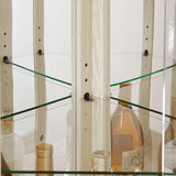 CKEASEAN 70" Curio Corner Cabinet, Lighted Glass Display Cabinet, Curio Cabinet with Tempered Glass Door, China Corner Display Cabinet Inclued Bulb, Rack for Living Room (White, 15.3"L 15.3"W 70"H) CKEASEAN