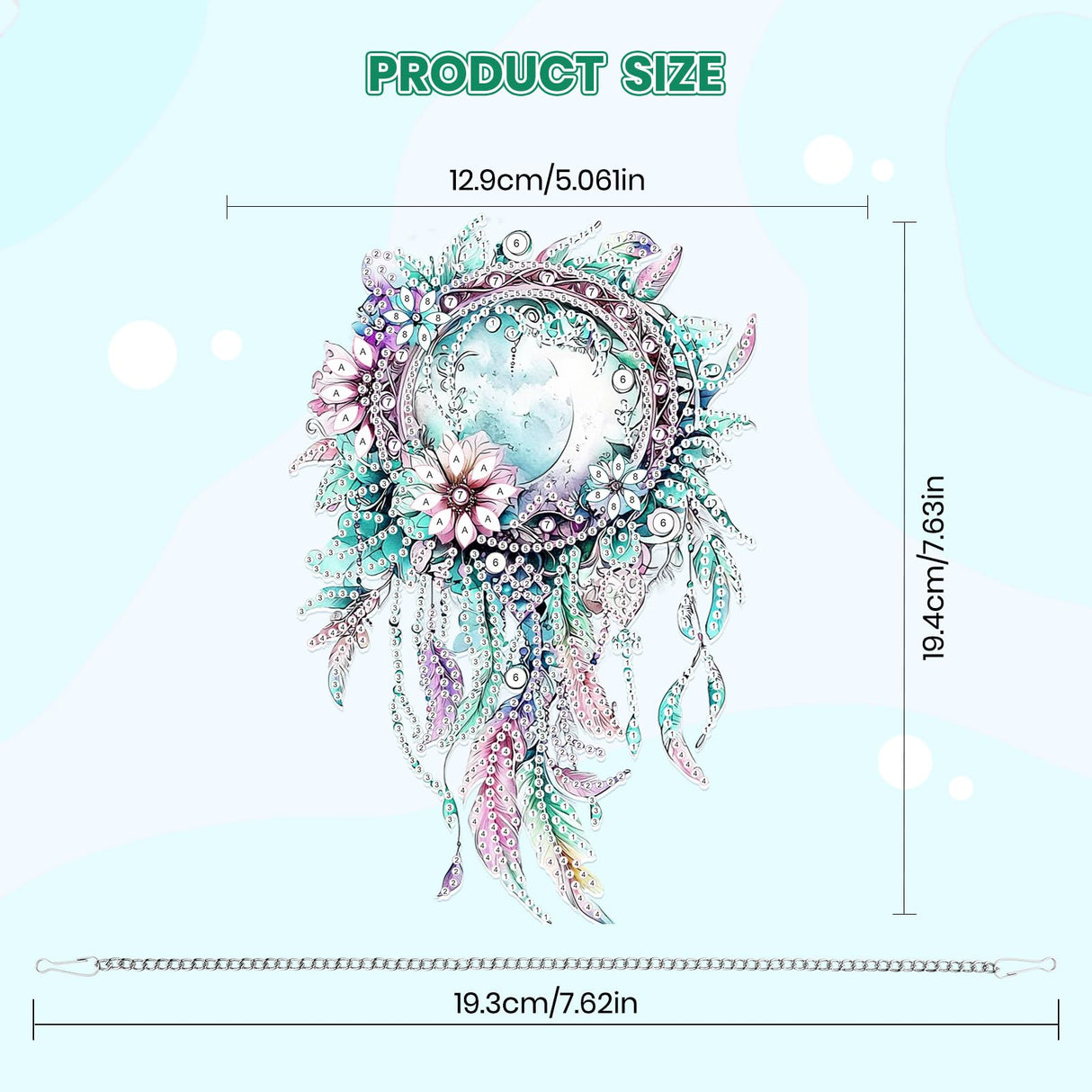 MOGTAA Dream Catcher Diamond Art Hanging Pendant Kits, 5D Special Shape Diamond Art Kits for Adults, Crystal Rhinestones Flowers Diamond Painting Gem Art for Home Garden Wall Decor MOGTAA