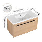 Beyondnext 36" Bathroom Vanity with Sink, 36 Inch Floating Bathroom Vanity, Single Sink Bathroom Vanity Combo, Modern Bathroom Vanity, Brown Wall Mounted Cabinet Set Beyondnext