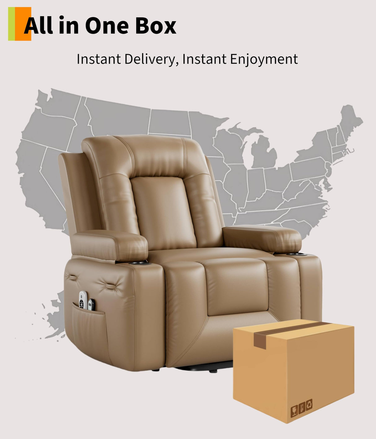 GarveeHome Electric Lift Recliner Chair - Heat and Massage, PU Leather Power Lift Recliner for Elderly & Mobility Impaired, Adjustable Back and Legs, Heavy Duty Lift Chair for Seniors GarveeHome