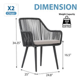 JOIVI Patio Dining Chairs Set of 2, Outdoor Rattan Chairs with Armrest and Cushions for Outside Lawn, Garden, Backyard, Indoor, Outdoor Dining Chairs, 350lb Weight Capacity, Black Patio Chairs JOIVI