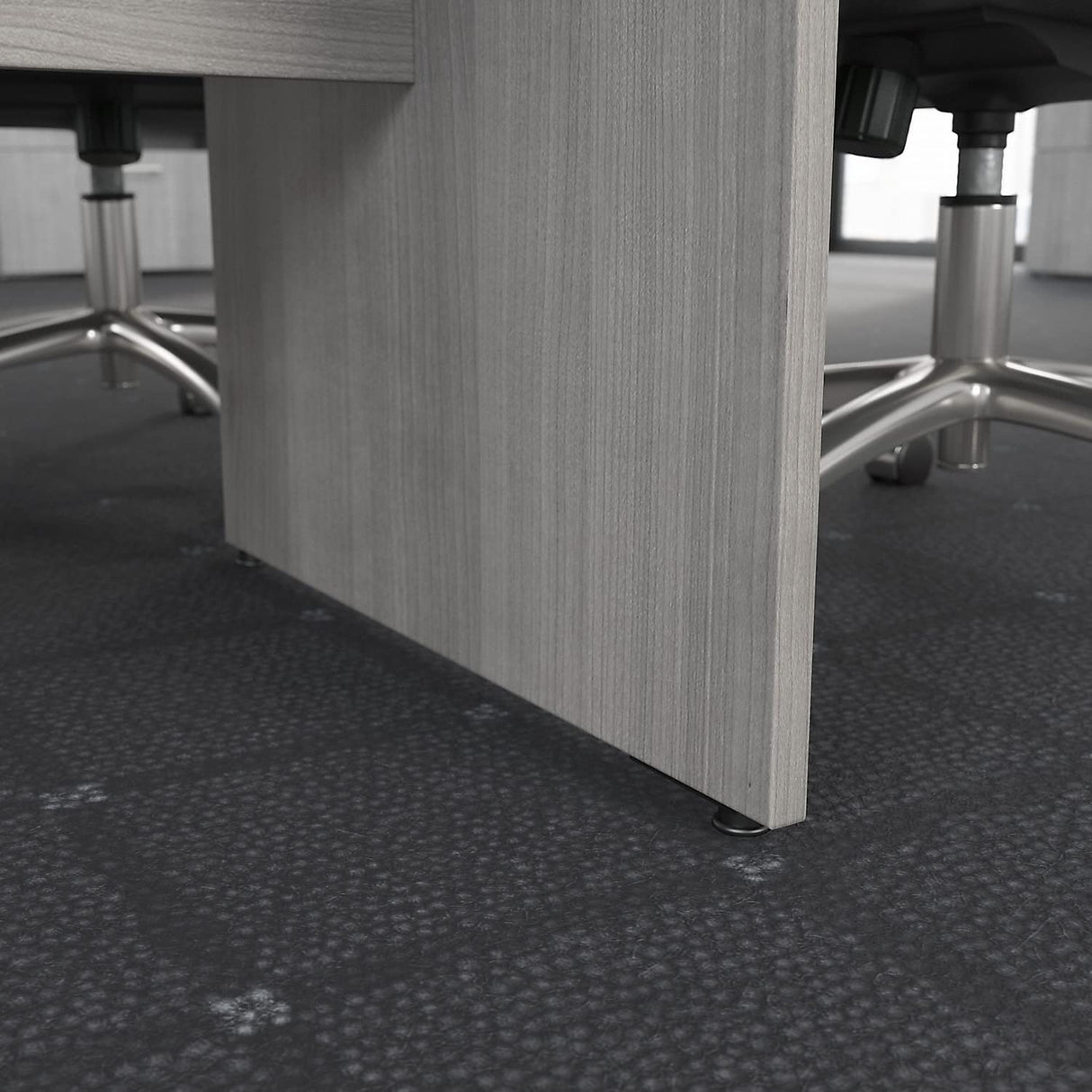 Bush Business Furniture 120W x 48D Boat Shaped Conference Table with Wood Base in Platinum Gray Bush Business Furniture