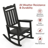 Stoog All-Weather Patio Rocking Chair with 400 lbs Weight Capacity, Oversized Porch Rocker Chair, for Backyard, Fire Pit, Lawn, Garden, Outdoor and Indoor, Black Stoog