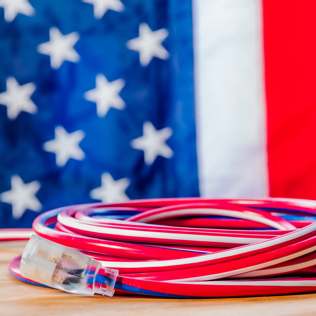 Southwire Heavy Duty Extension Cord, 50Ft, 12 Gauge, 3 Conductor, Outdoor Cord, Lighted End, SJTW, Red/White/Blue, 2548SWUSA1 Southwire