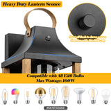 Roravilila Dusk to Dawn Outdoor Light Fixture Rustic Wood, 17” Large Outside Light for House Cylindrical Glass IP65 Waterproof Outdoor Lantern Scone Farmhouse Porch Light Exterior Wall Mounted Lamp Roravilila