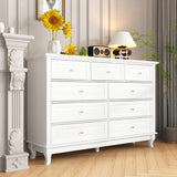 TAMUNE Chest of Drawers 9 Drawer Dresser for Bedroom, Modern White Dresser with Silver Knobs, Wide 9 Drawer Chest with Wood Legs for Bedroom Living Room, 15.7”D x 55.1”W x 37”H TAMUNE
