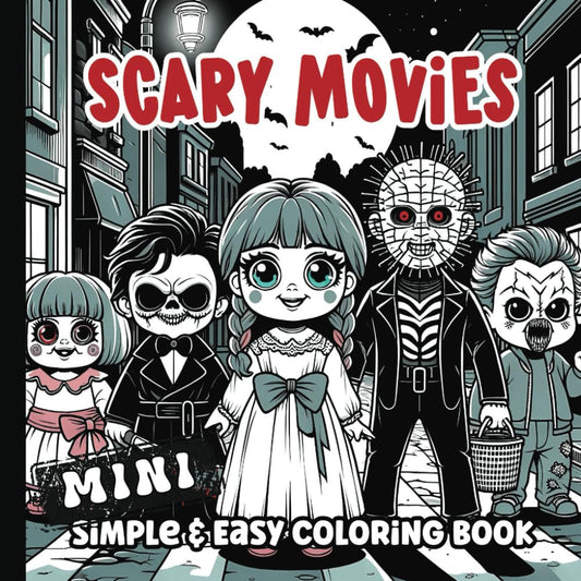 Mini Coloring Book: Cute and Creepy Chibi Coloring Pages | Horror Movie Inspired Illustrations | Pocket Size 6 x 6 inches