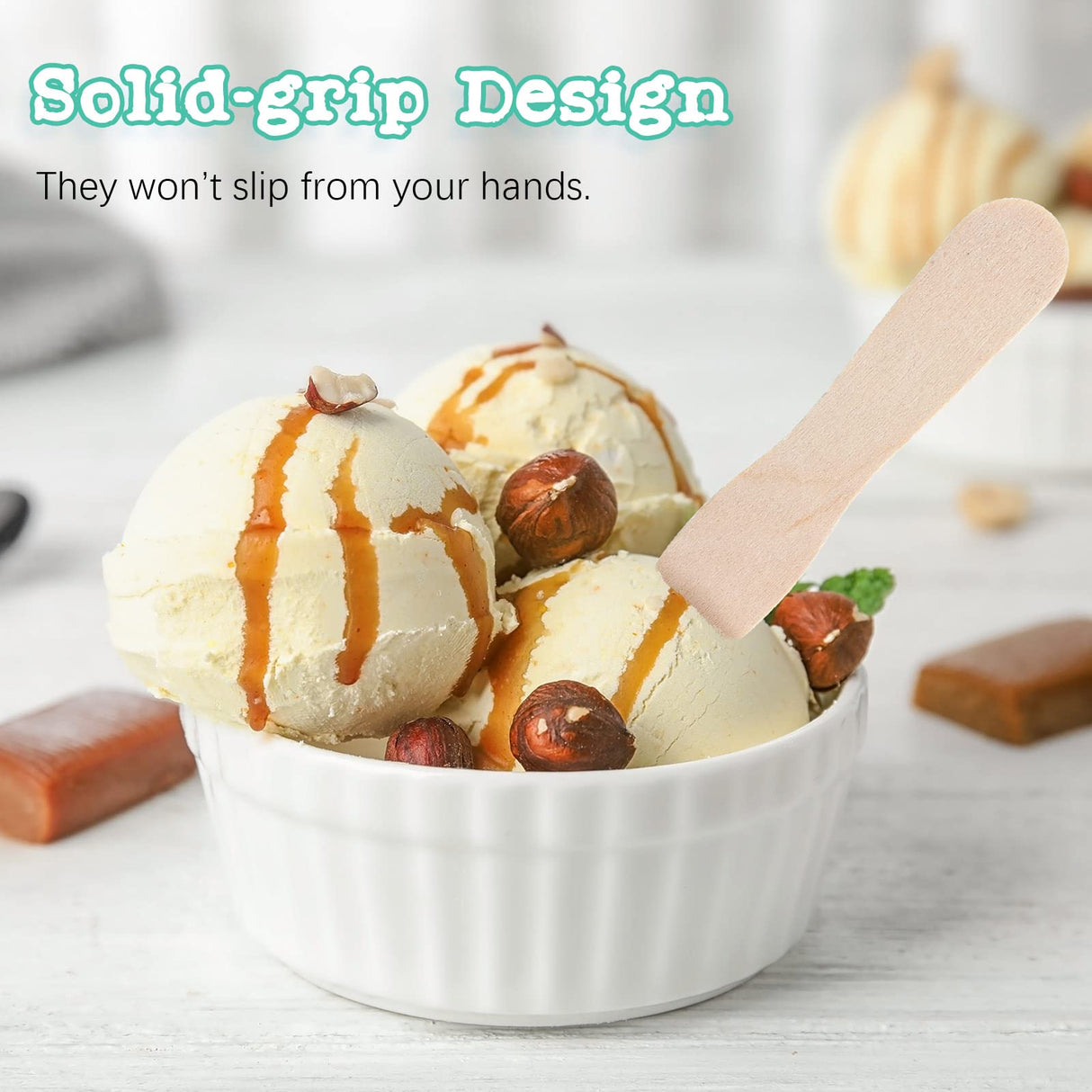 Nuogo 1500 Pcs Wooden Ice Cream Sample Spoons Bulk Disposable Honey Gelato Tasting Sticks Cutlery Mini Wood Chocolate Hot Cocoa Essential Small Wedding Dessert Spoon for Eating Sampling Craft 3 Inches Nuogo