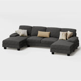 Furmax Sectional Couches for Living Room, U-Shaped Sofa Couch with Linen Fabric, 4 Seat Sofa Set with Double Chaise for Apartment (Corduroy, Dark Grey) Furmax