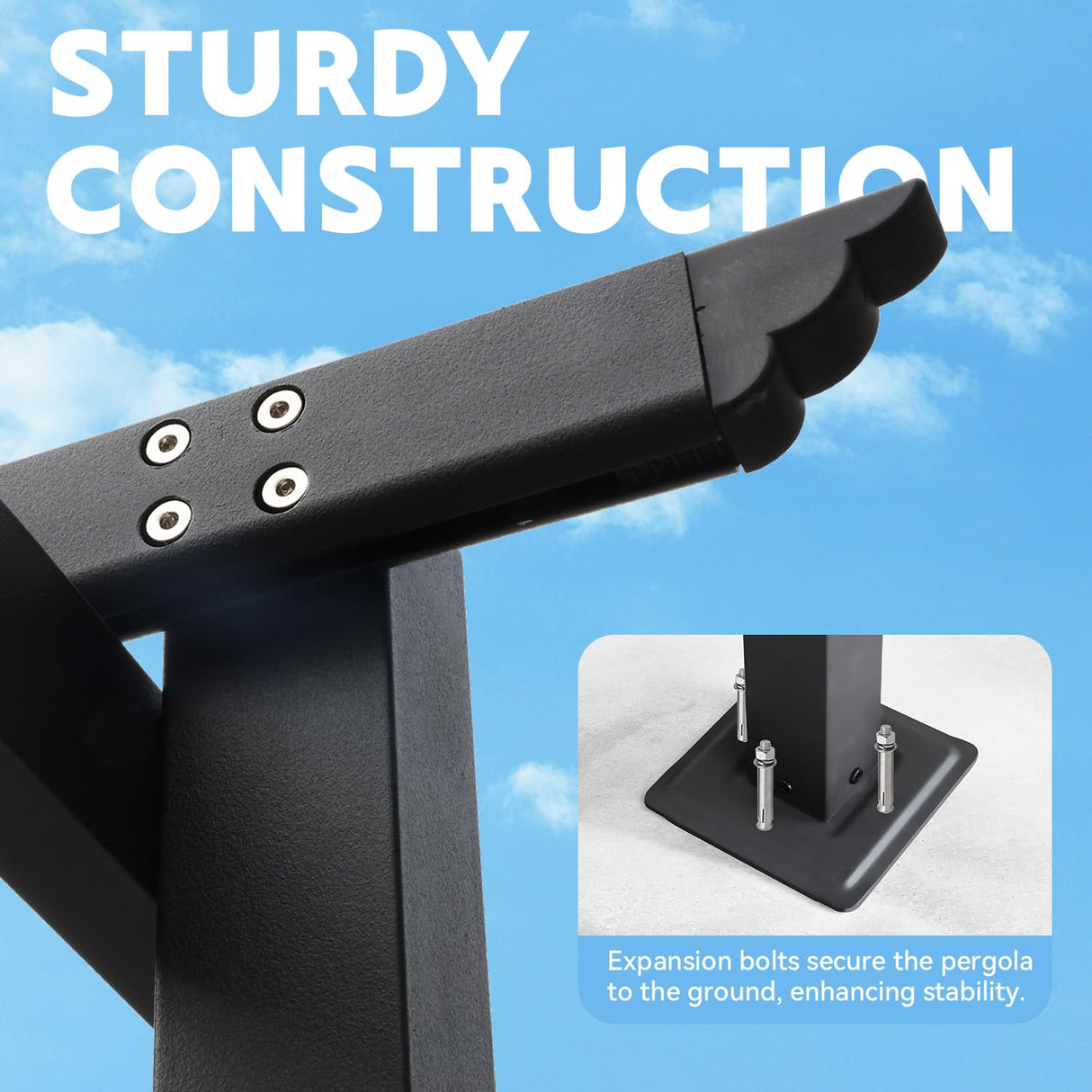 EROMMY Retractable Pergola 10' x 10', Metal Freestanding Shelter with Adjustable Sun Shade Canopy for Patios, Beige EROMMY