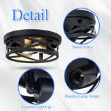 SKEJAO Flush Mount Ceiling Light Fixture,Black 2-Light Hallway Light Fixtures Ceiling,Light Fixtures Ceiling Mount for Farmhouse,Kitchen,Hall (2 Pack) SKEJAO