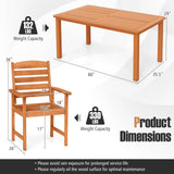 Tangkula 7 Pieces Outdoor Dining Set for 6, Patio Solid Wood Slatted Rectangular Dinner Table and Armchairs Set w/Umbrella Hole, Teak Oil Finish, for Lawn, Deck, Yard, Porch and Poolside Tangkula