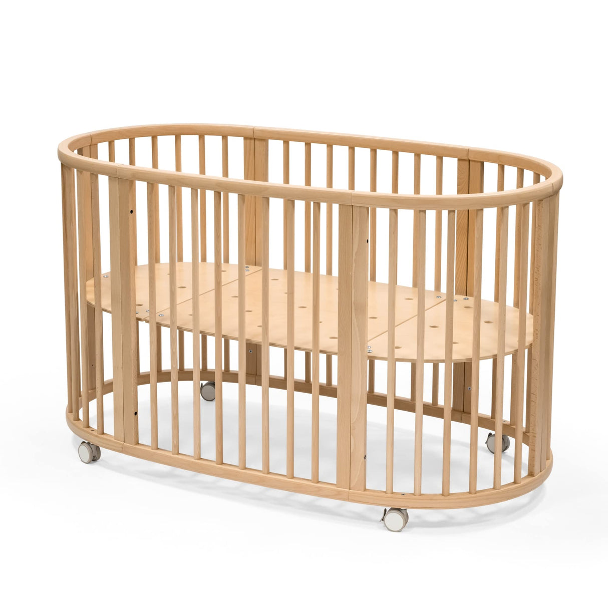 Stokke Sleepi Bed, Natural - Oval Crib Suitable for Ages 0-5 Years Old - Adjustable, Stylish & Flexible - Sturdy Beech Wood Frame Stokke