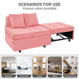 Convertible Sofa Bed 4-in-1 Velvet Sleeper Sofa Chair Bed Pull Out Futon Couch Bed with USB Ports 5 Adjustable Backrest and Pillow Fold Out Ottoman Bed loveseat Sofa for Adults Living Room, Pink FiveWillowise