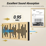 TONOR 4-Pack Acoustic Wood Wall Panels, 23.6” * 11.8” * 1.9” 3D Self-adhesive Wall Panel, Three-layer Soundproof Tiles for Echo Absorbtion, Acoustical Barrier of Polyester Fiber, wood, Burly Wood TONOR