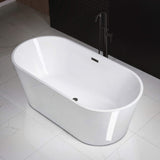 WOODBRIDGE 67" Acrylic Freestanding Bathtub Contemporary Soaking Tub, White Acrylic (Matte Black Drain/Overflow), B0013-MB-Drain &O WOODBRIDGE