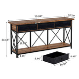 Tribesigns 70.8" Console Table with 3 Drawers, Farmhouse Entryway Table with Storage Shelf, Narrow Long Sofa Foyer Table for Entryway, Hallway (Brown/Black) Tribesigns