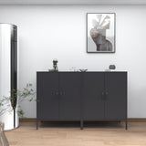 Washsemba Metal Storage Cabinet with Doors and Shelves,Multipurpose Storage Rack, 3-Tier Shelf,Metal Locker Style Accent Cabinet for Home Office,Living Room,Kitchen (Black, 40''H) Washsemba