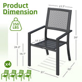 AECOJOY Outdoor Metal Dining Chairs, 4 Pieces Outdoor Patio Dining Chair with Armrest, Stackable Arm Chairs with Heavy-Duty E-Coating Metal Frame for Balcony, Garden, Set of 4 AECOJOY