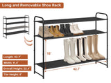 KIMBORA 4 Tier Long Shoe Rack for Closet Floor, Wide Shoe Shelf Storage Organizer 30-Pairs Stackable Sneaker Organizer for Closet, Bedroom (Black) KIMBORA
