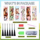 Sitsink Diamond Horse Art Kits - 6 Pc Diamond Painting Bookmarks with Tassels, Acrylic Book Markers for Adults, Horse Lover Gifts Sitsink
