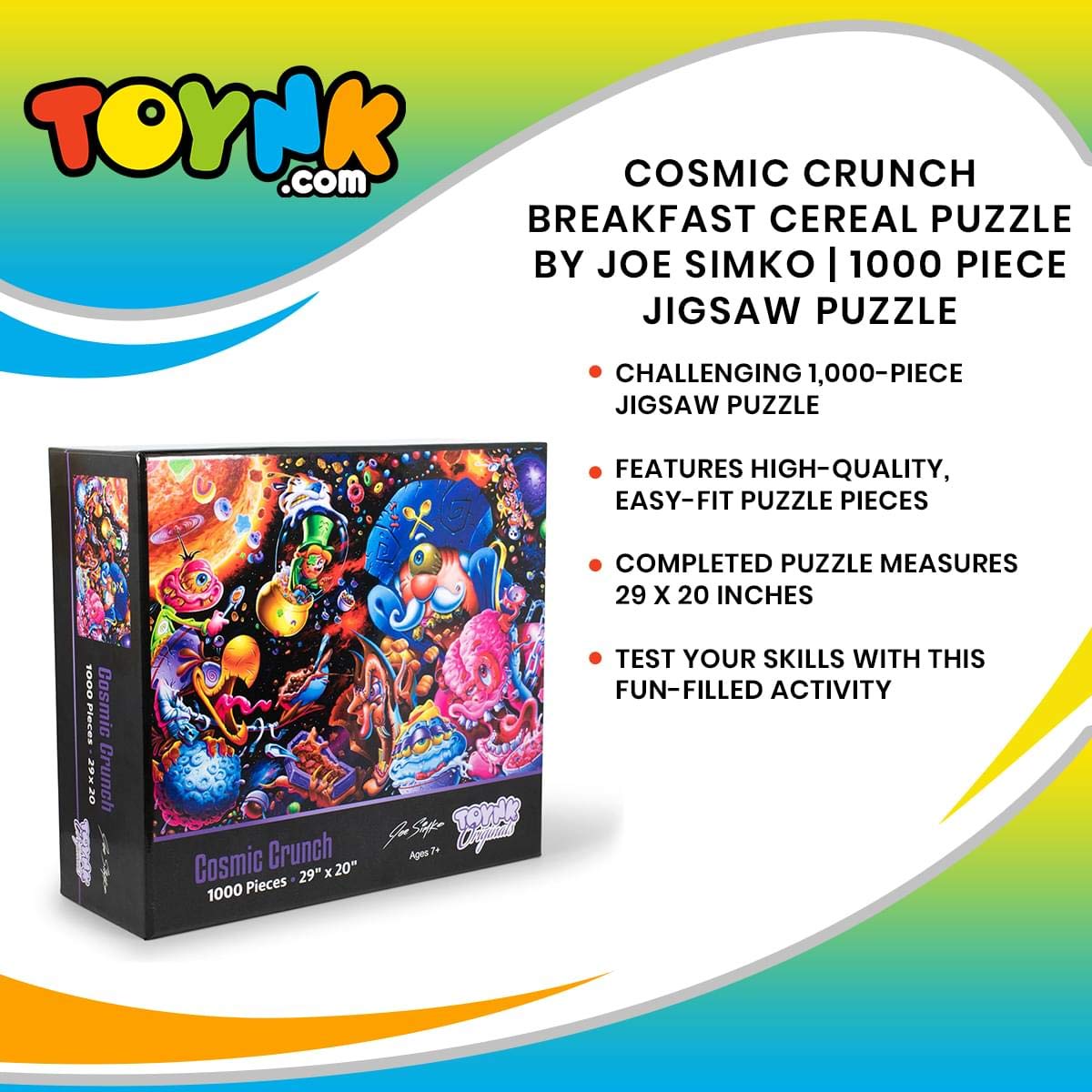 Cosmic Crunch Breakfast Cereal Monster Puzzle by Joe Simko | 1000 Piece Jigsaw Puzzle Toy | Interactive Brain Teaser for Family Game Night | 29 x 20 Inches Toynk