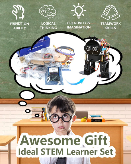 Biped Robot Kit STEM Toys Science Kit for Kids, Bionic Bipedal Robotics Programmable Coding Crafts Set for Arduino ESP32, Birthday Gift for Age 8-12 Boys Girls Teens ACEBOTT